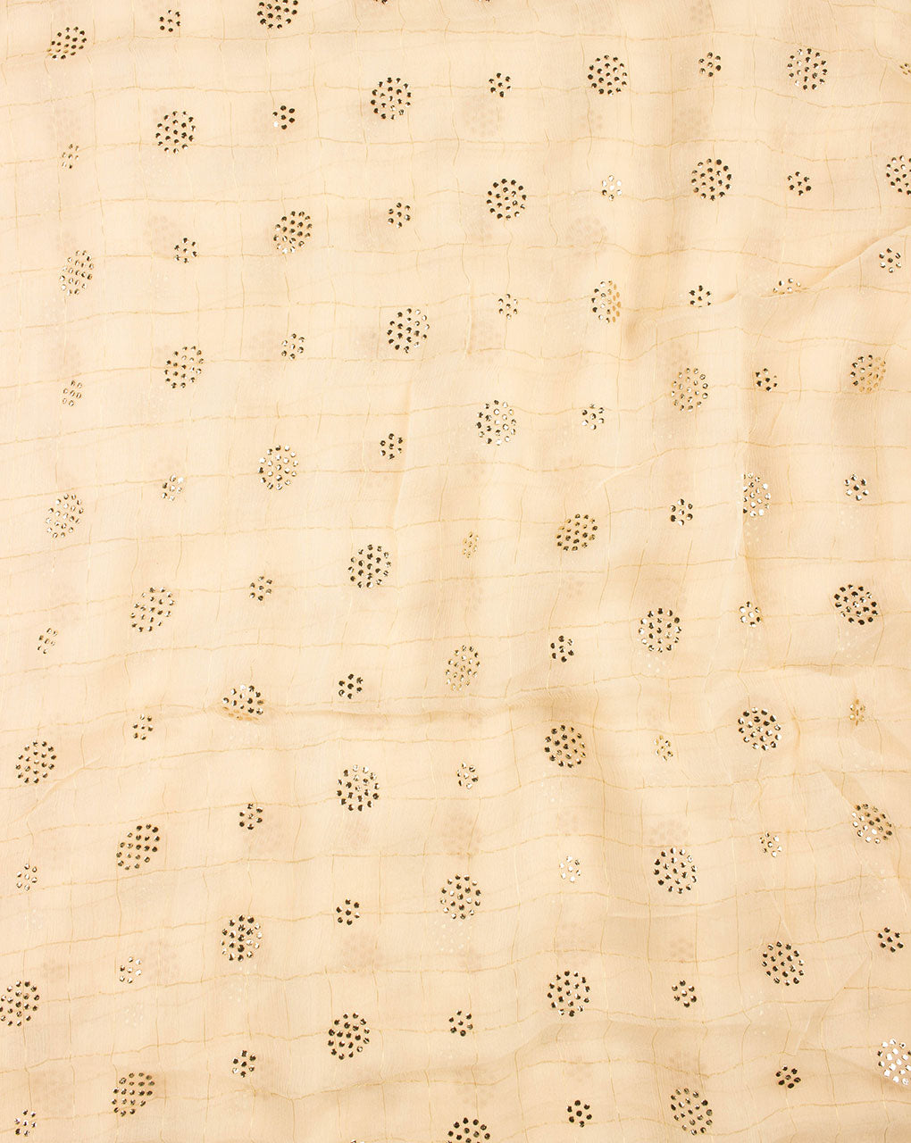 Mukaish Work Zari Checks Embriodered Chinnon Chiffon Fabric - Fabriclore.com