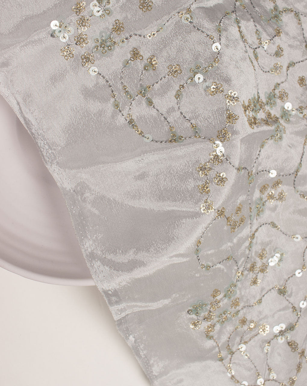 Sequins Embroidered Chinnon Chiffon Fabric