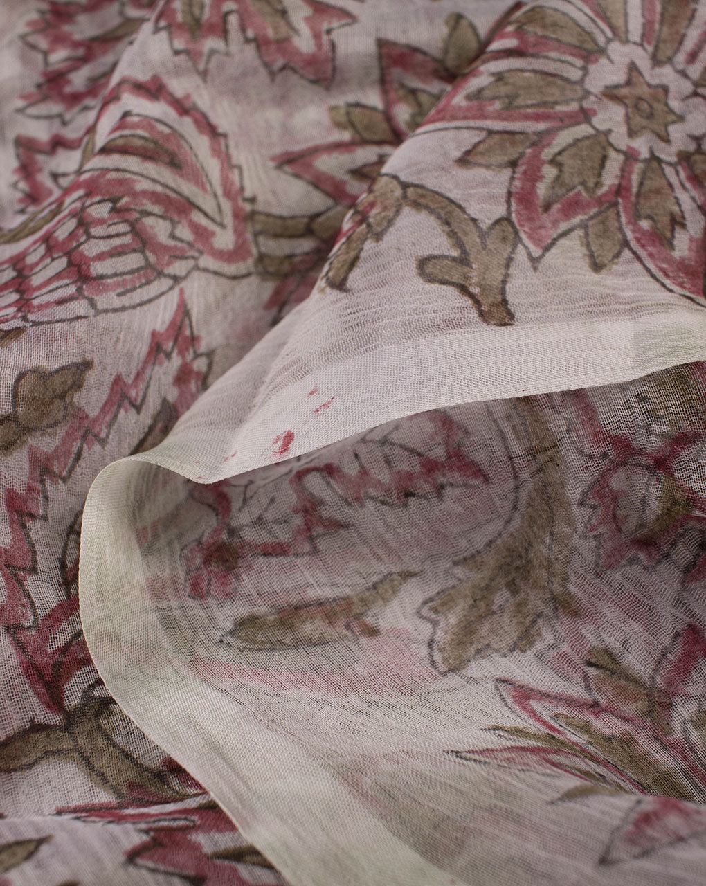 Floral Tie & Dye Hand Block Chiffon Fabric - Fabriclore.com