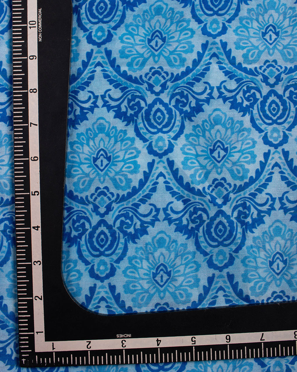 Traditional Pattern Exclusive Blue Pottery Digital Print Mercerized Chanderi Fabric - Fabriclore.com