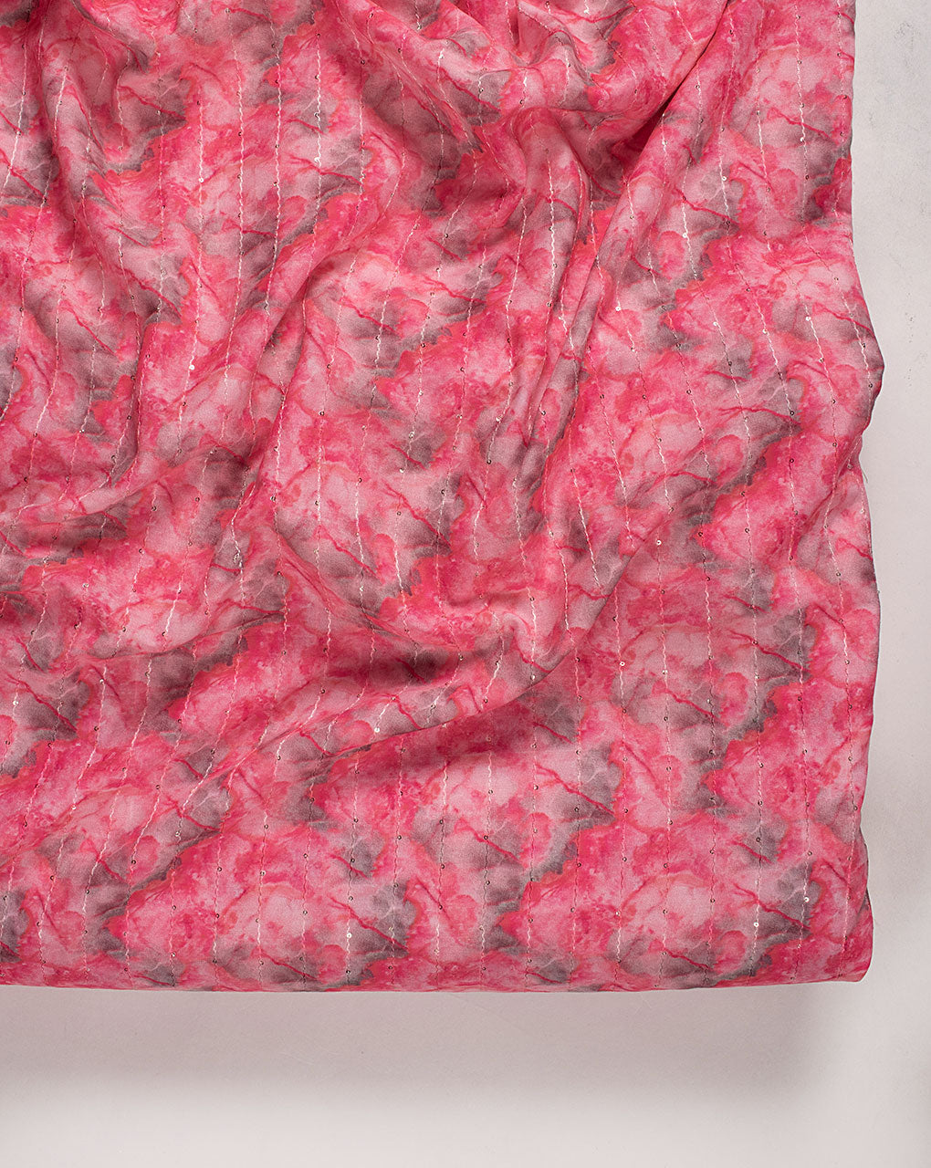 ( Pre Cut 75 CM ) Sequins Digital Print Chanderi Fabric