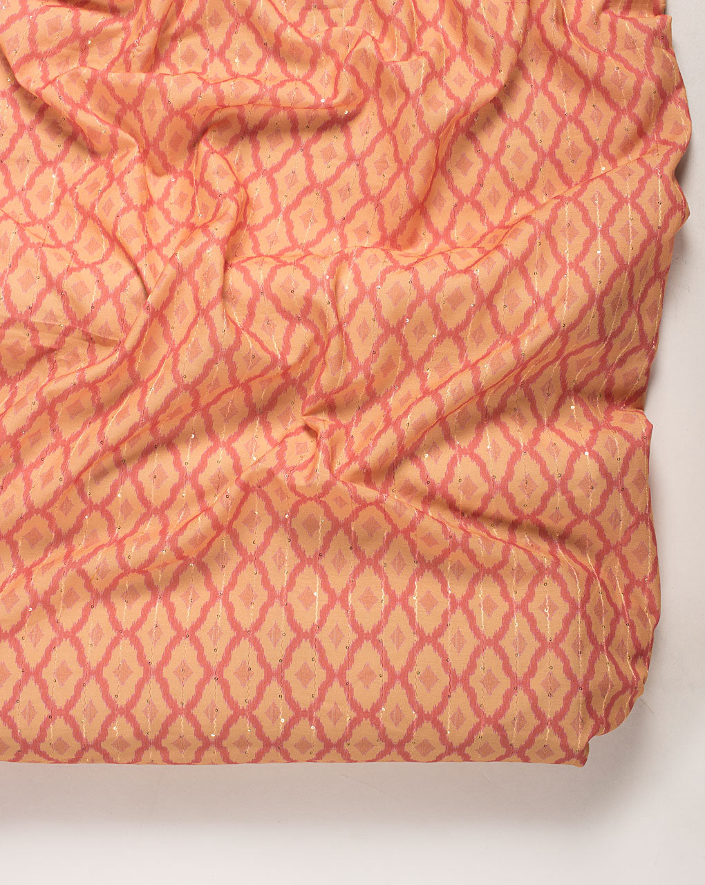 ( Pre Cut 50 CM ) Sequins Digital Print Chanderi Fabric