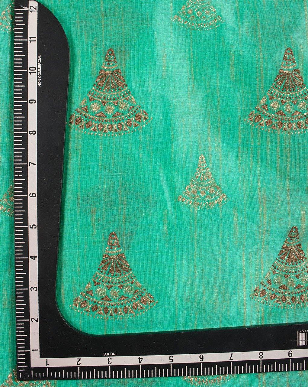( Pre-Cut 1.5 MTR ) Traditional Foil Screen Print Chanderi Fabric - Fabriclore.com