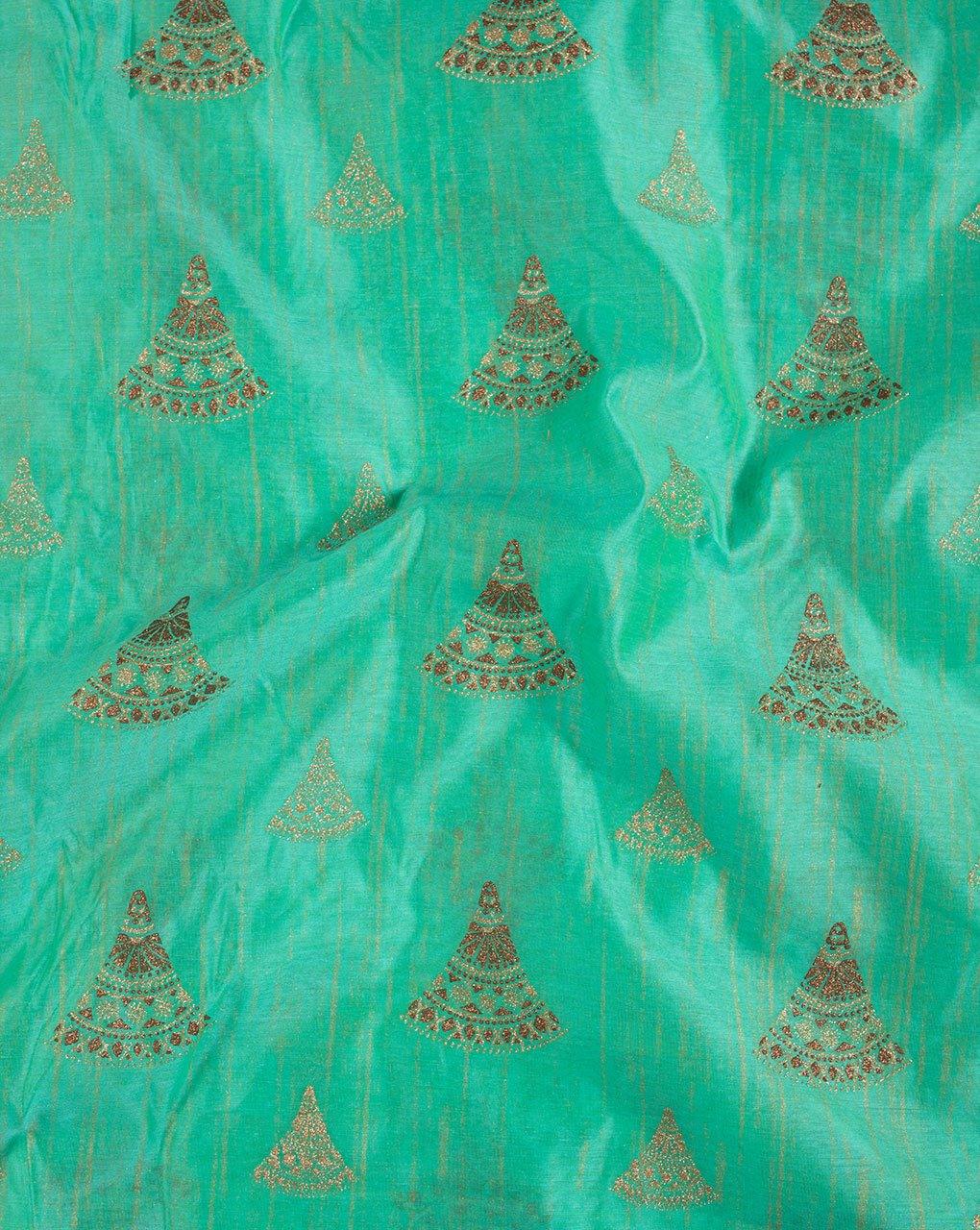 ( Pre-Cut 1.5 MTR ) Traditional Foil Screen Print Chanderi Fabric - Fabriclore.com