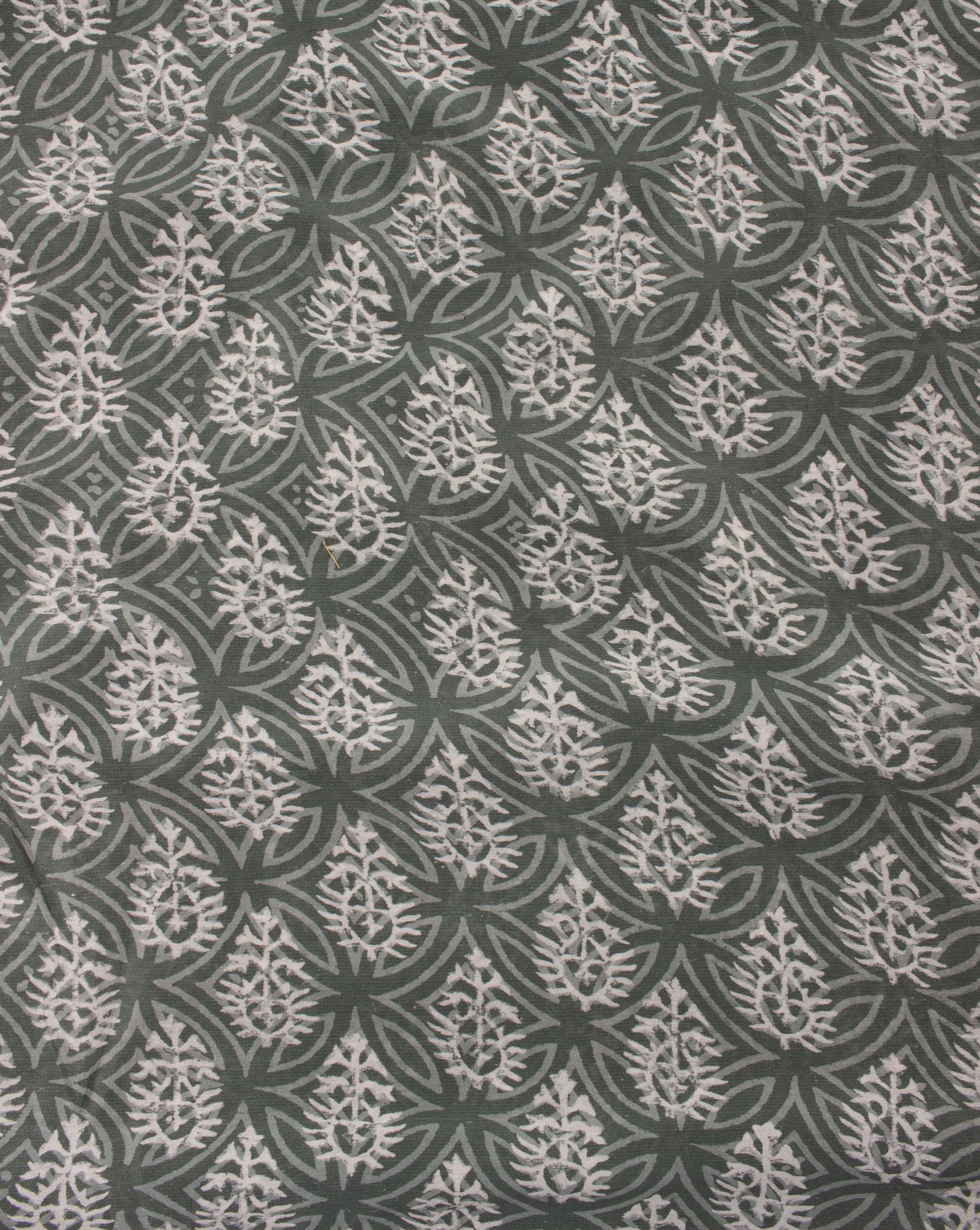 Floral Hand Block Discharge Print Mercerized Chanderi Fabric - Fabriclore.com