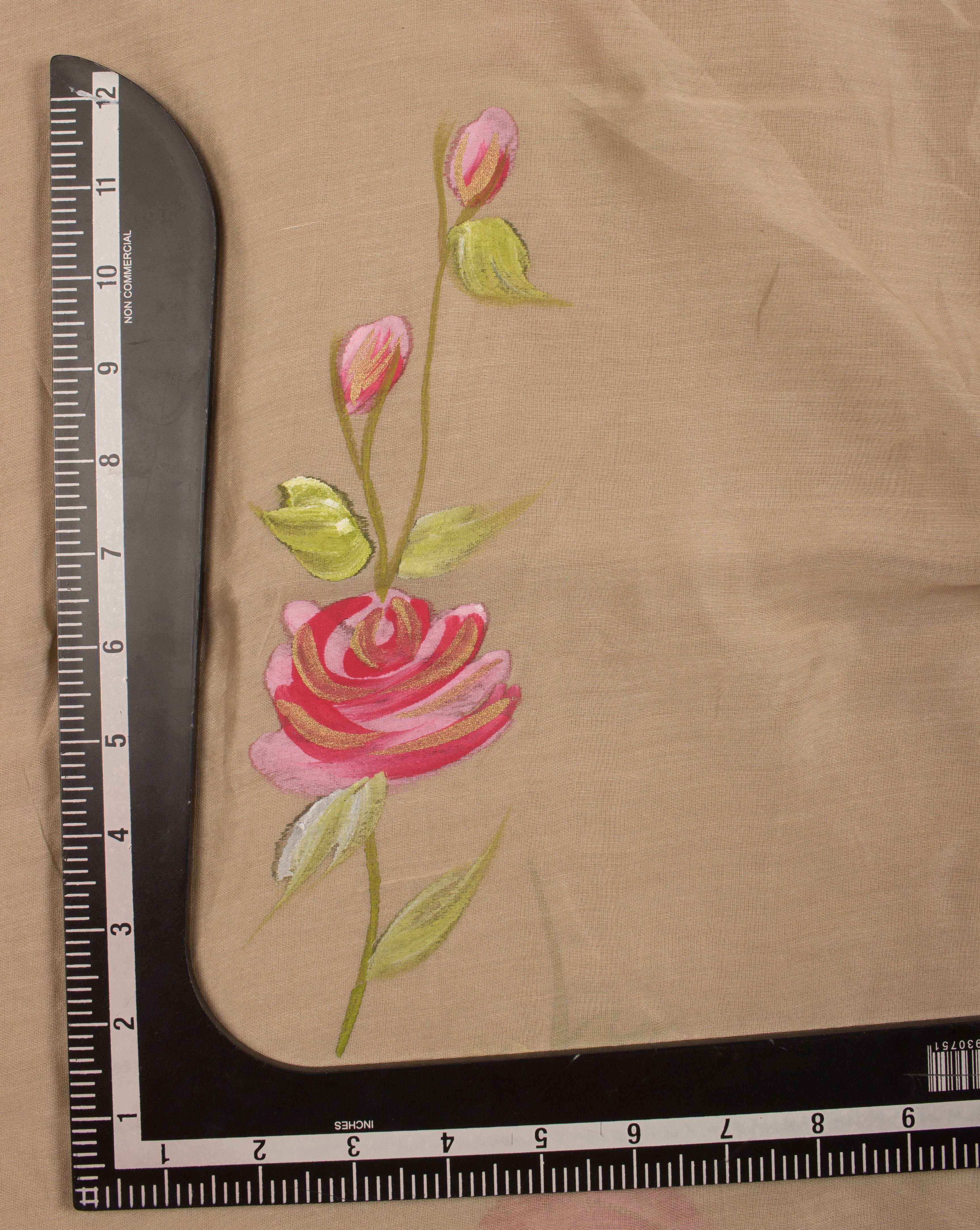 Floral Hand Painted Mercerized Chanderi Fabric - Fabriclore.com