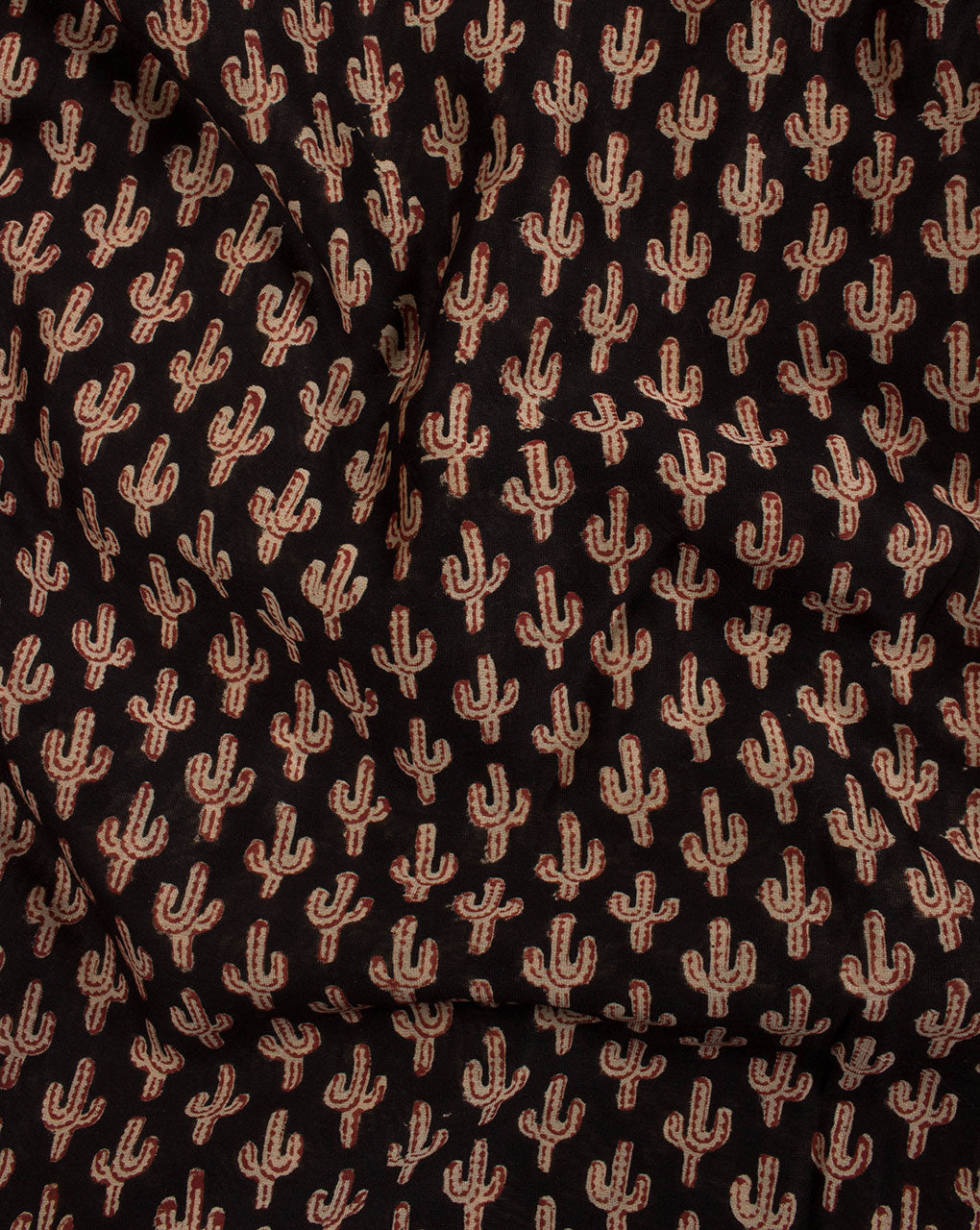Black Red Booti Pattern Dabu Hand Block Mercerized Chanderi Fabric - Fabriclore.com