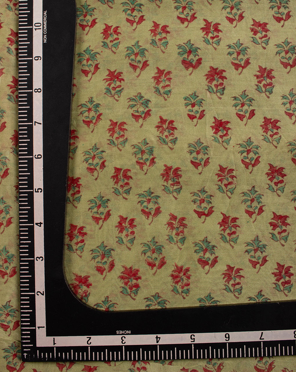 Green Red Booti Pattern Hand Block Mercerized Chanderi Fabric - Fabriclore.com