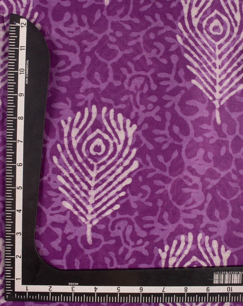 ( Pre-Cut 1 MTR ) Floral Dabu Hand Block Mercerized Chanderi Fabric - Fabriclore.com
