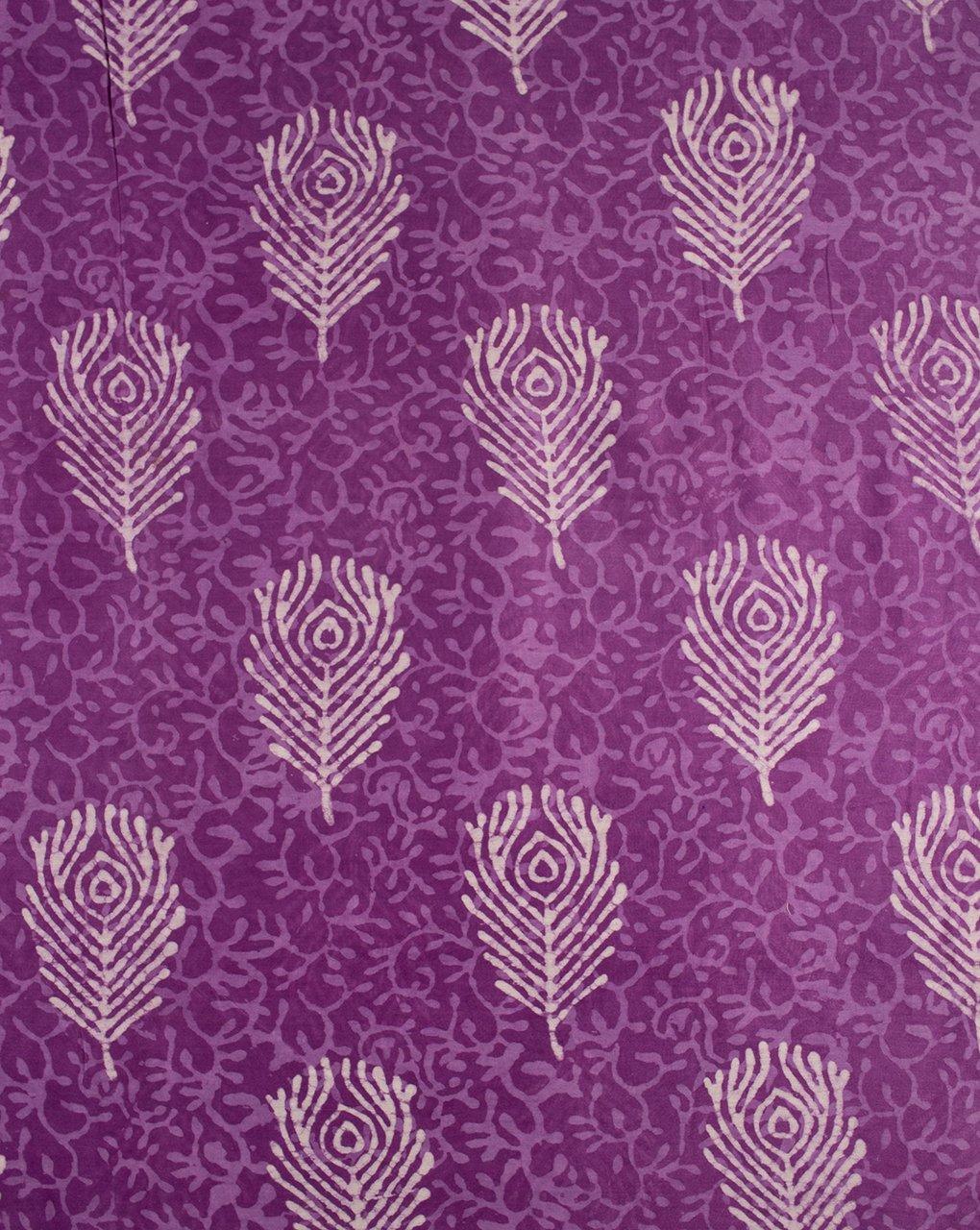 ( Pre-Cut 1 MTR ) Floral Dabu Hand Block Mercerized Chanderi Fabric - Fabriclore.com