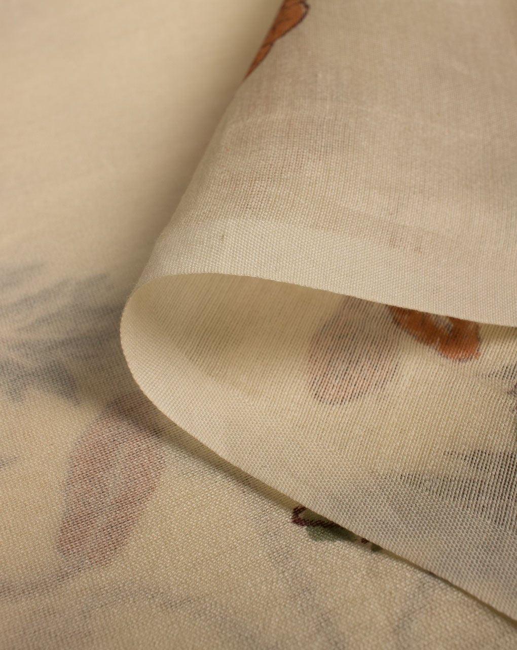 ( Pre-Cut 2 MTR ) Floral Hand Block Mercerized Chanderi Silk Fabric - Fabriclore.com