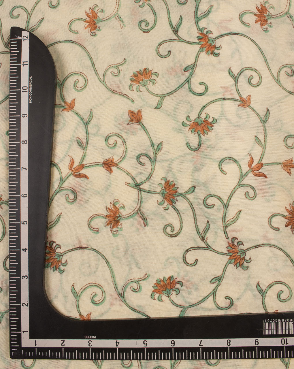 Floral Hand Block Mercerized Chanderi Silk Fabric - Fabriclore.com