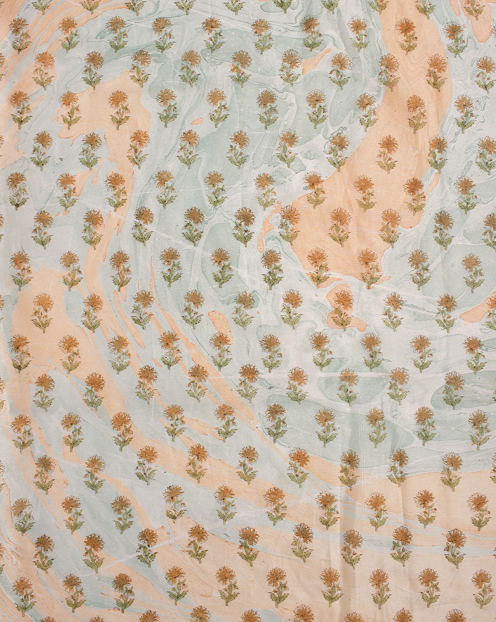 Marble Print Hand Block Mercerized Chanderi Fabric