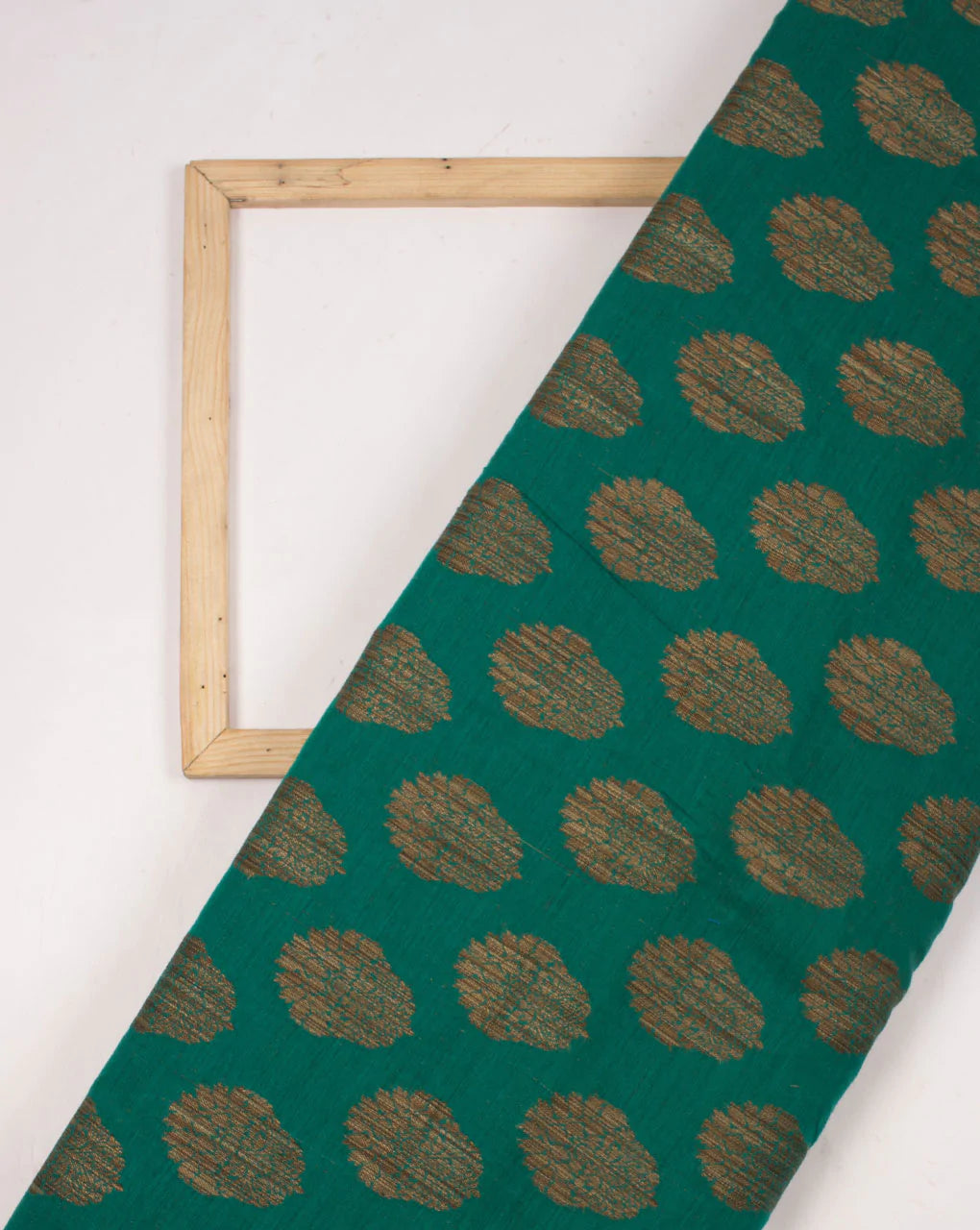 Green Brown Boota Jacqurad Chanderi Fabric - Fabriclore.com