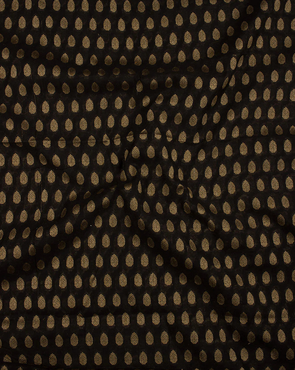 Black Beige Booti Pattern Woven Jacquard Chanderi Fabric - Fabriclore.com