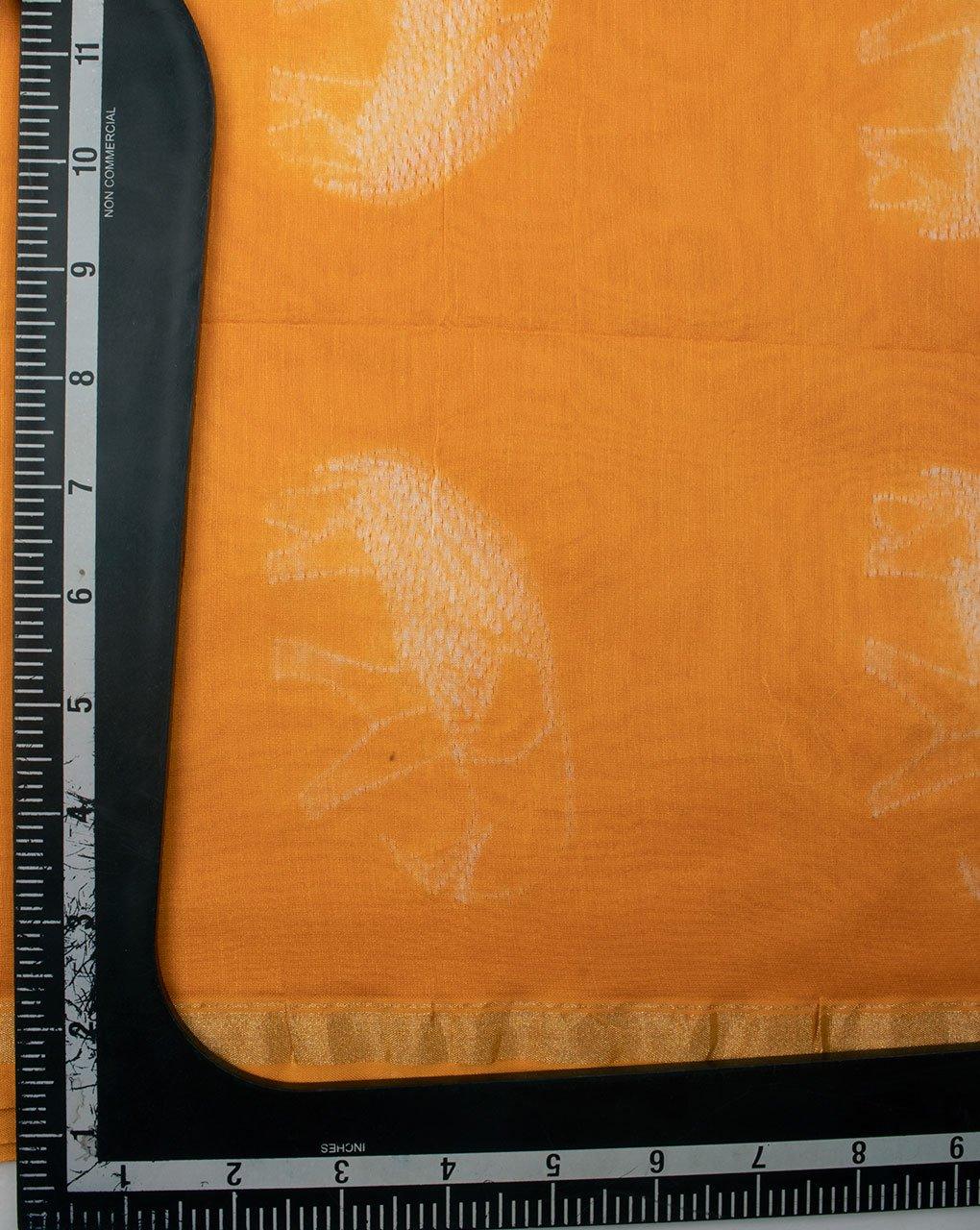 ( Pre-Cut 2.35 Mtr ) Yellow Creature Print Machine Shibori Chanderi Fabric - Fabriclore.com