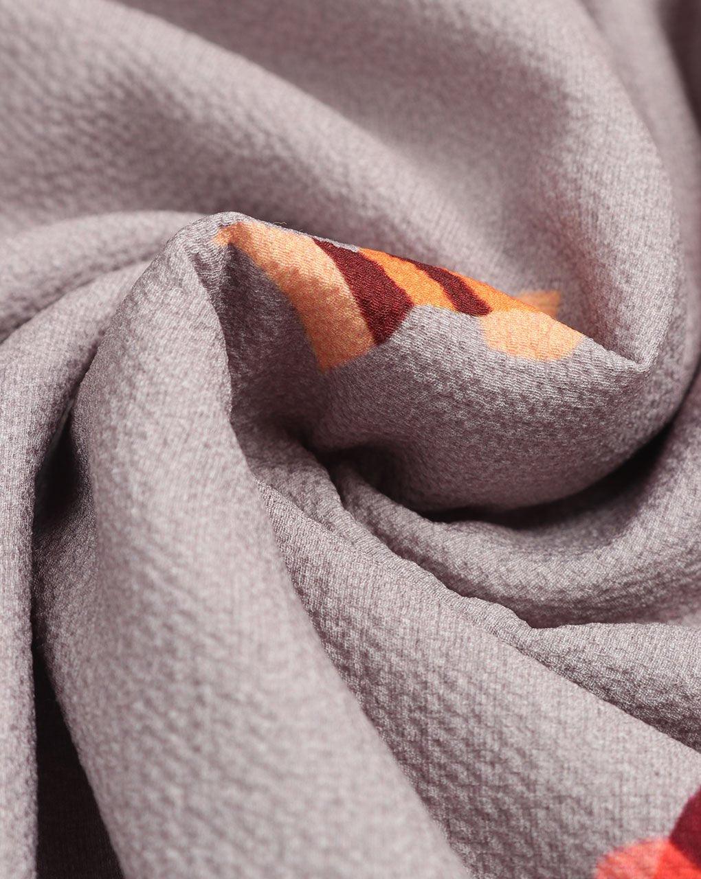 ( Pre-Cut 1.25 MTR ) Grey Red Polyester Digital Print Lycra Fabric ( Width 50 Inch ) - Fabriclore.com