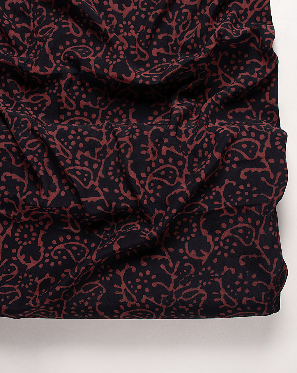 ( Pre Cut 1.75 MTR ) Hand Block Moss Crepe Fabric
