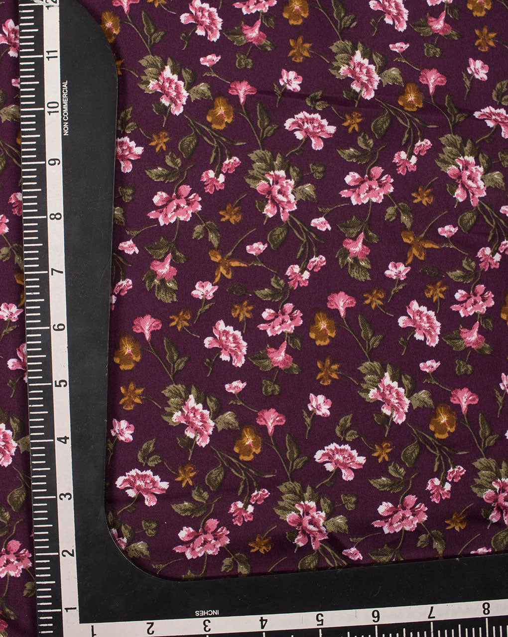 Purple Pink Floral Screen Print Crepe Fabric - Fabriclore.com