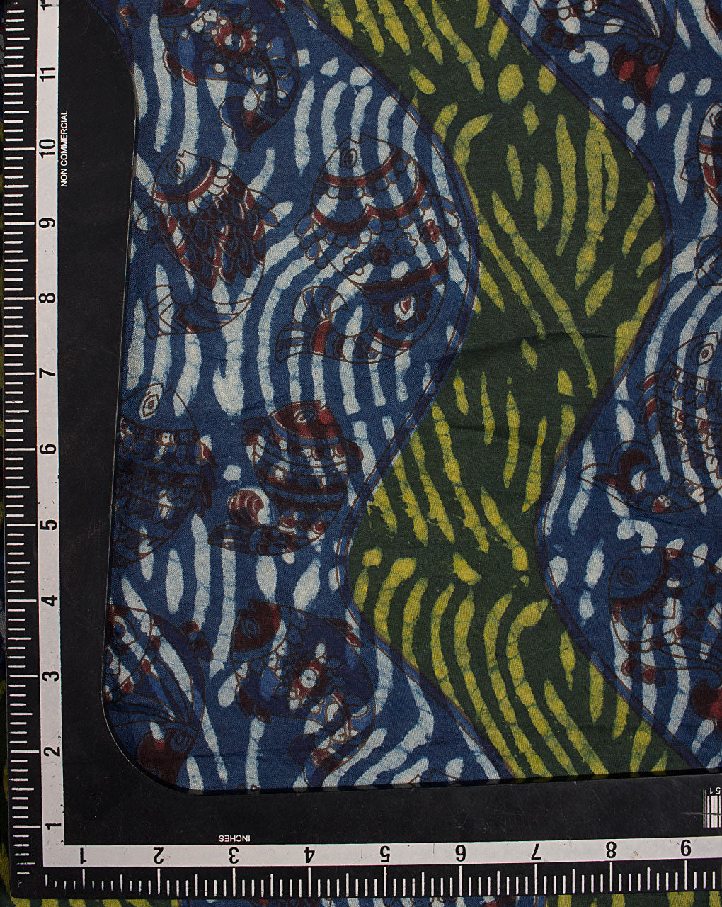 Indigo Hand Block Cotton Silk Fabric