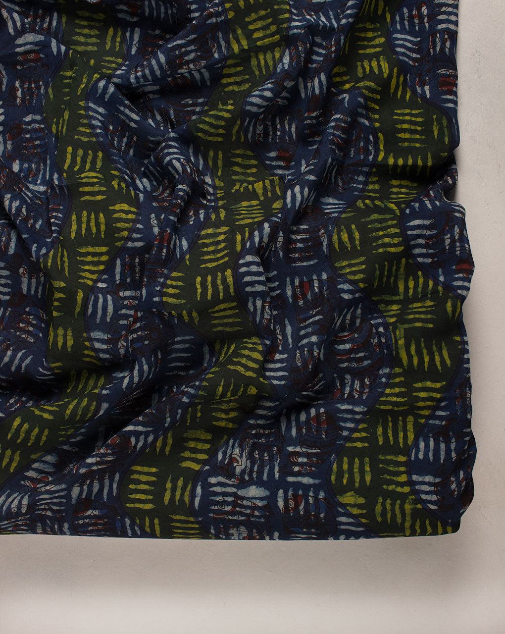 ( Pre Cut 55 CM ) Indigo Hand Block Cotton Silk Fabric