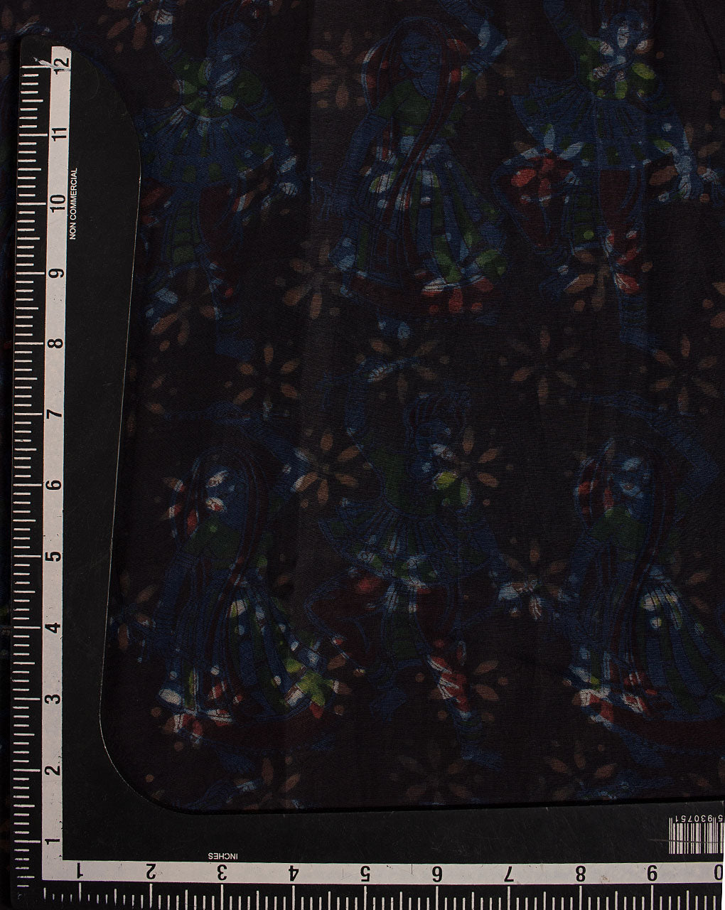 ( Pre Cut 90 CM ) Indigo Hand Block Cotton Silk Fabric