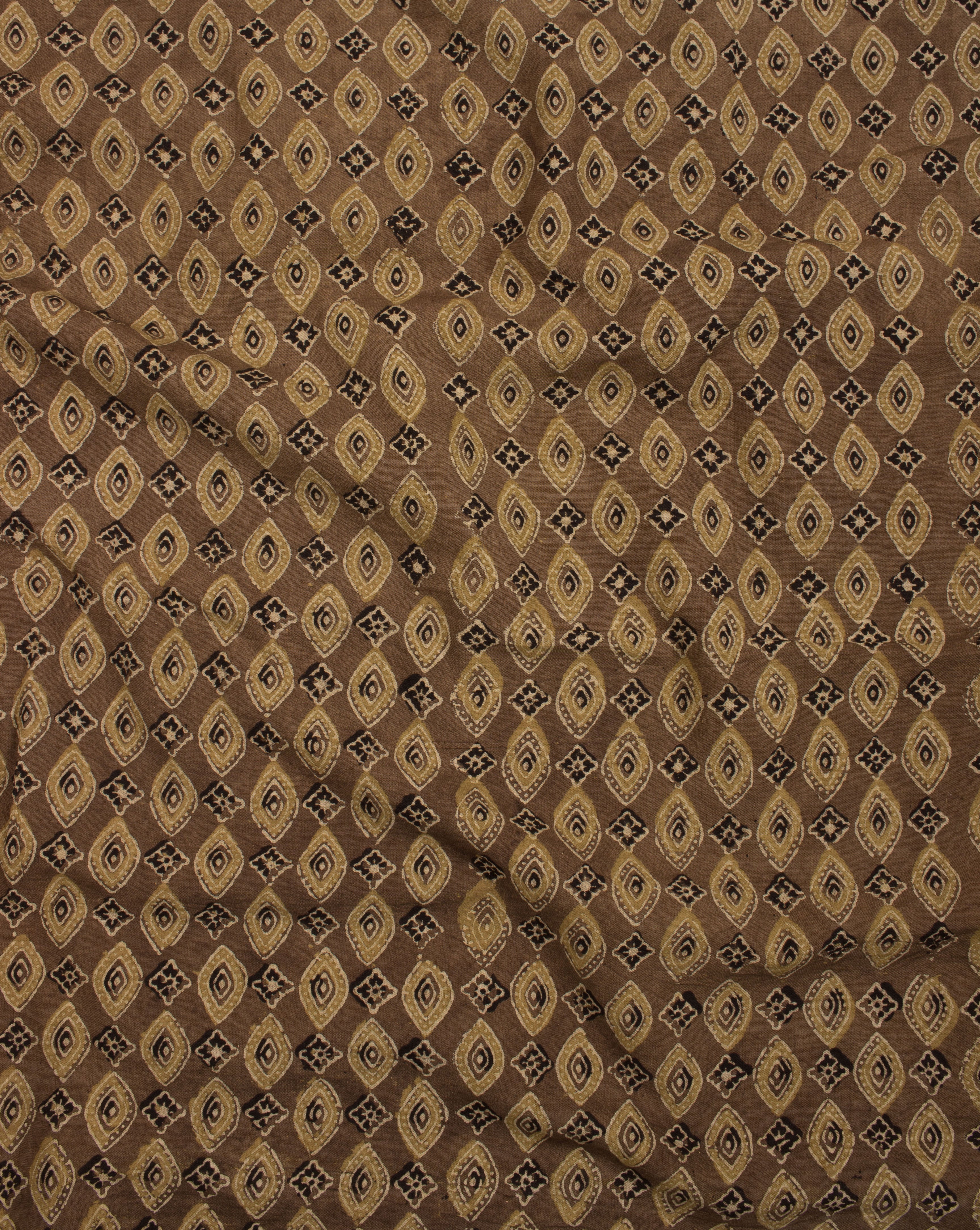 Geometric Pattern Ajrak Hand Block Natural Dye Cotton Fabric - Fabriclore.com