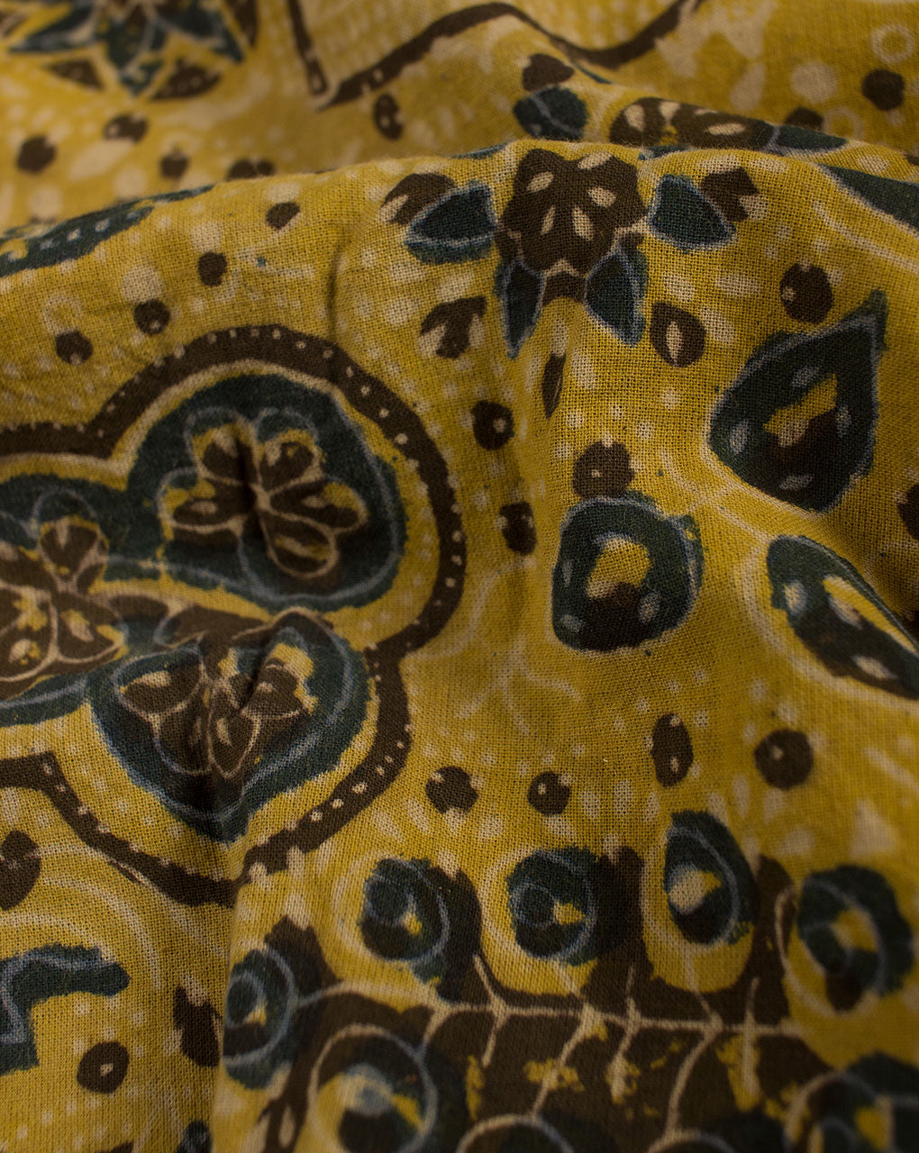 Floral Jhag Ajrak Hand Block Natural Dye Cotton Fabric - Fabriclore.com