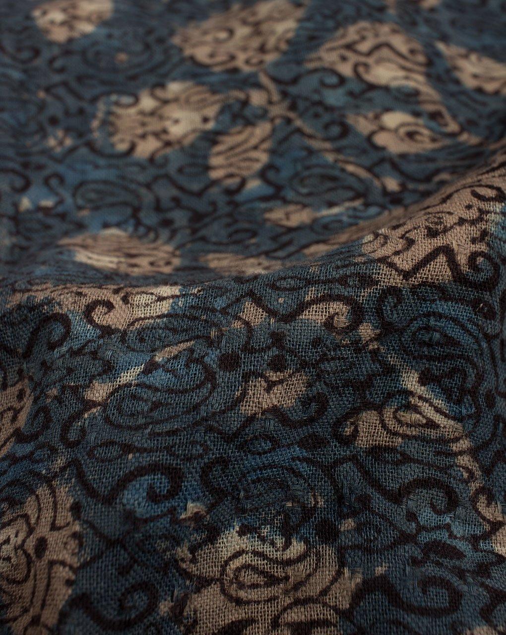 ( Pre-Cut 1.5 MTR ) Floral Jhag Ajrak Hand Block Dobby Cotton Fabric - Fabriclore.com