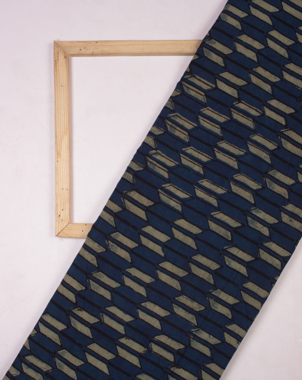 Geometric Pattern Akola Indigo Hand Block Certified Organic Cotton Fabric - Fabriclore.com