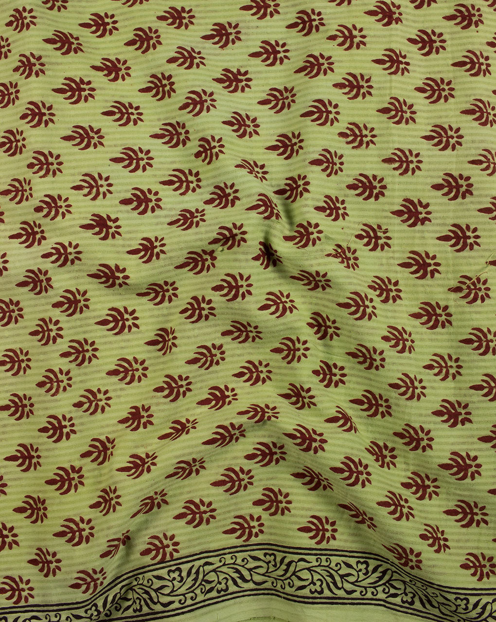 Hand Block Bordered Bagh Print Dobby Cotton Fabric - Fabriclore.com