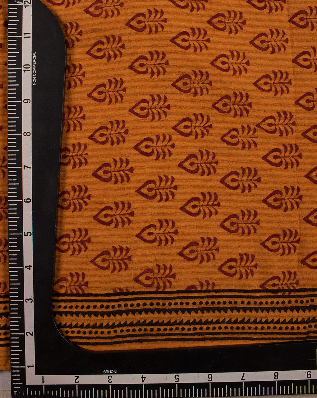 Paisley Hand Block Bordered Bagh Print Dobby Cotton Fabric - Fabriclore.com
