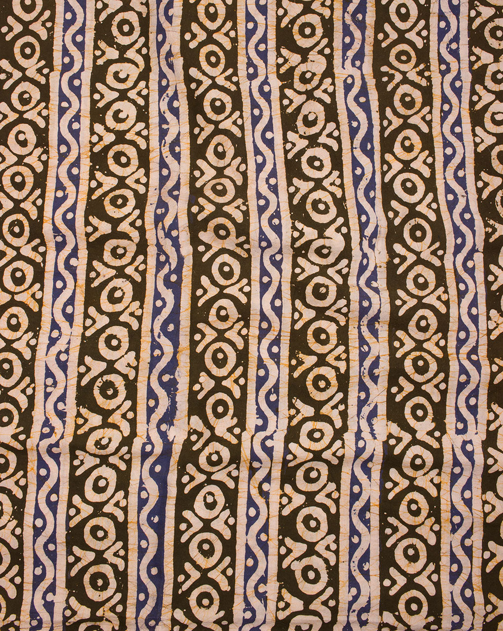 Green Yellow Stripes Kutch Wax Batik Hand Block Cotton Fabric - Fabriclore.com