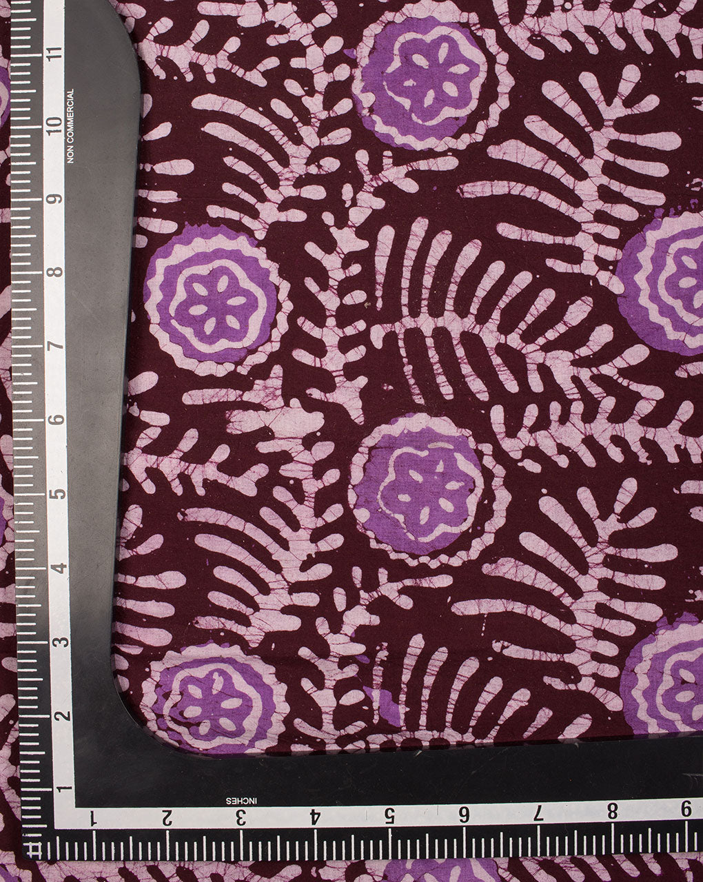 Brown Purple Floral Pattern Kutch Wax Batik Hand Block Cotton Fabric - Fabriclore.com