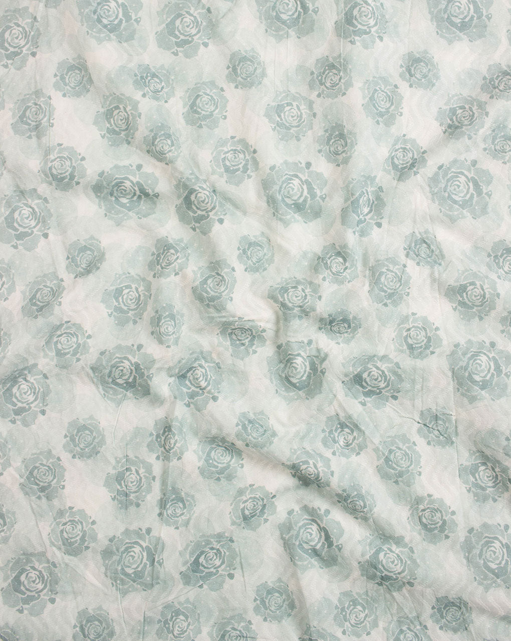 Off-White Grey Floral Digital Print Dobby Cotton Fabric - Fabriclore.com