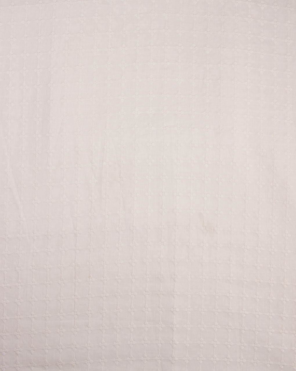 White Geometric Embroidered Cotton Fabric ( Width 40 Inch ) - Fabriclore.com