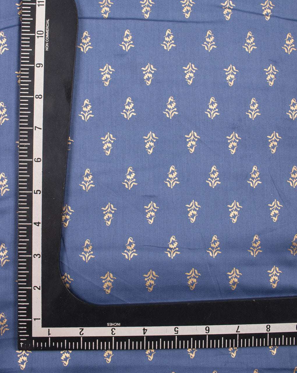 Blue Booti Foil Screen Print Glazed Cotton Fabric - Fabriclore.com