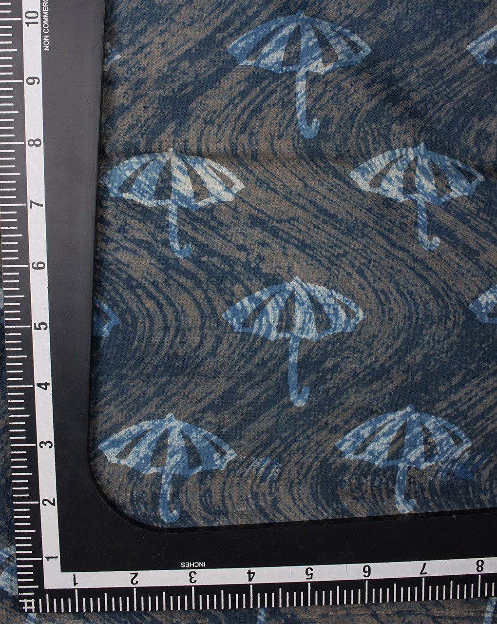 Blue Grey Objects Hand Block Cotton Fabric - Fabriclore.com