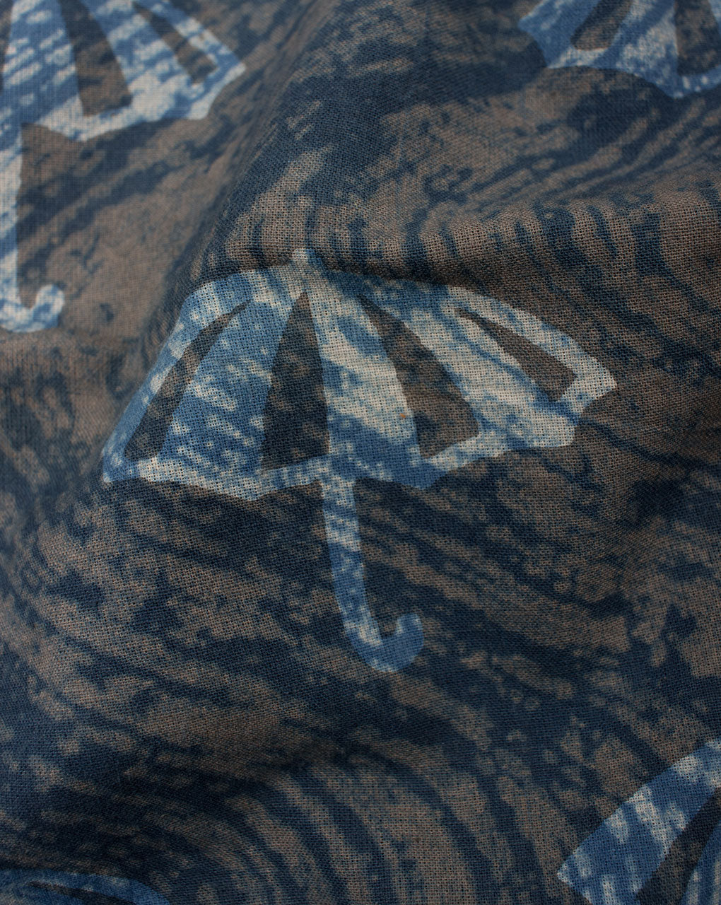 Blue Grey Objects Hand Block Cotton Fabric - Fabriclore.com