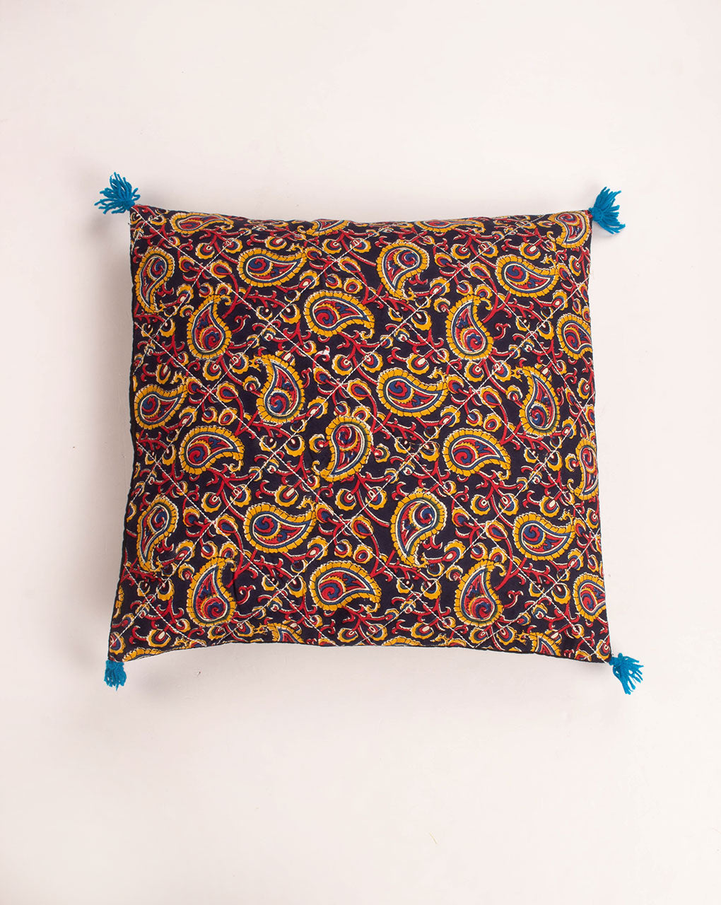 Hand Crafted Quilted Cotton Cushion Cover ( 16X16 Inches ) - Fabriclore.com