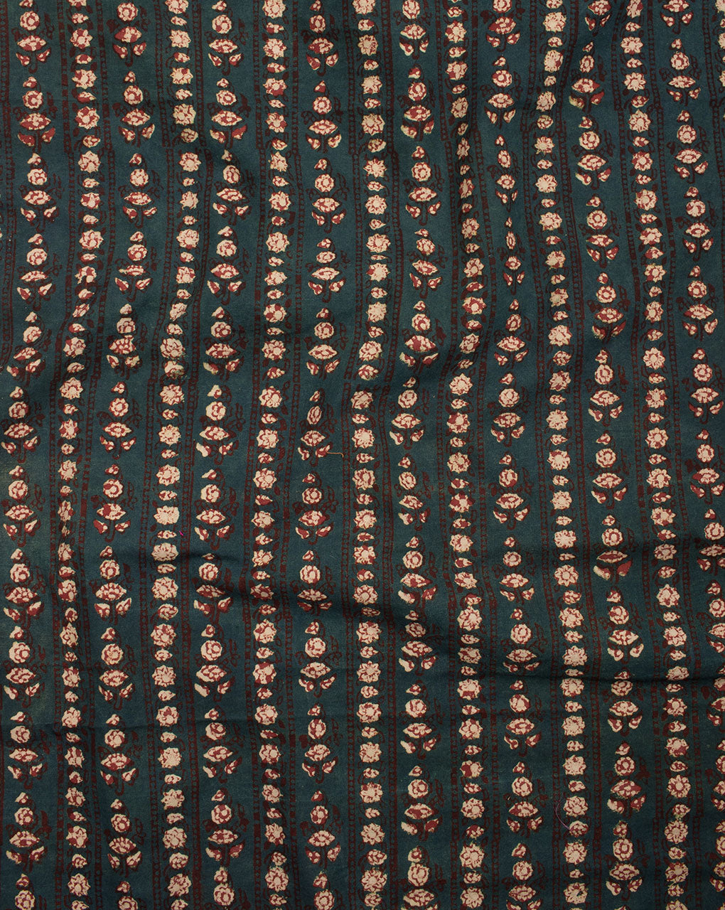 Green Red Stripes Pattern Fadat Print Hand Block Cotton Fabric - Fabriclore.com