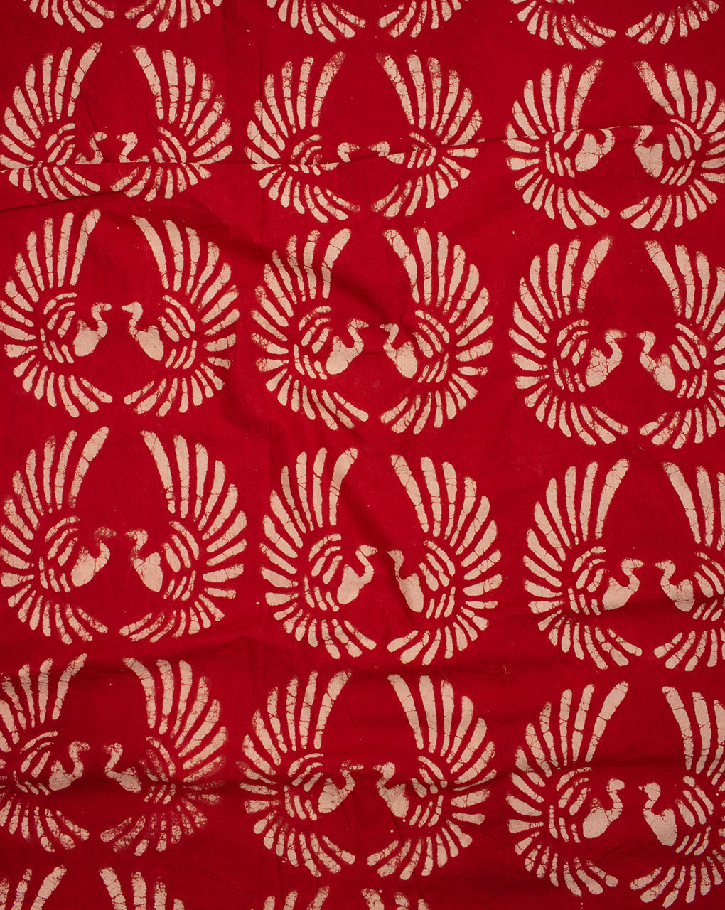 Red Off-White Creature Print Hand Block Cotton Fabric - Fabriclore.com