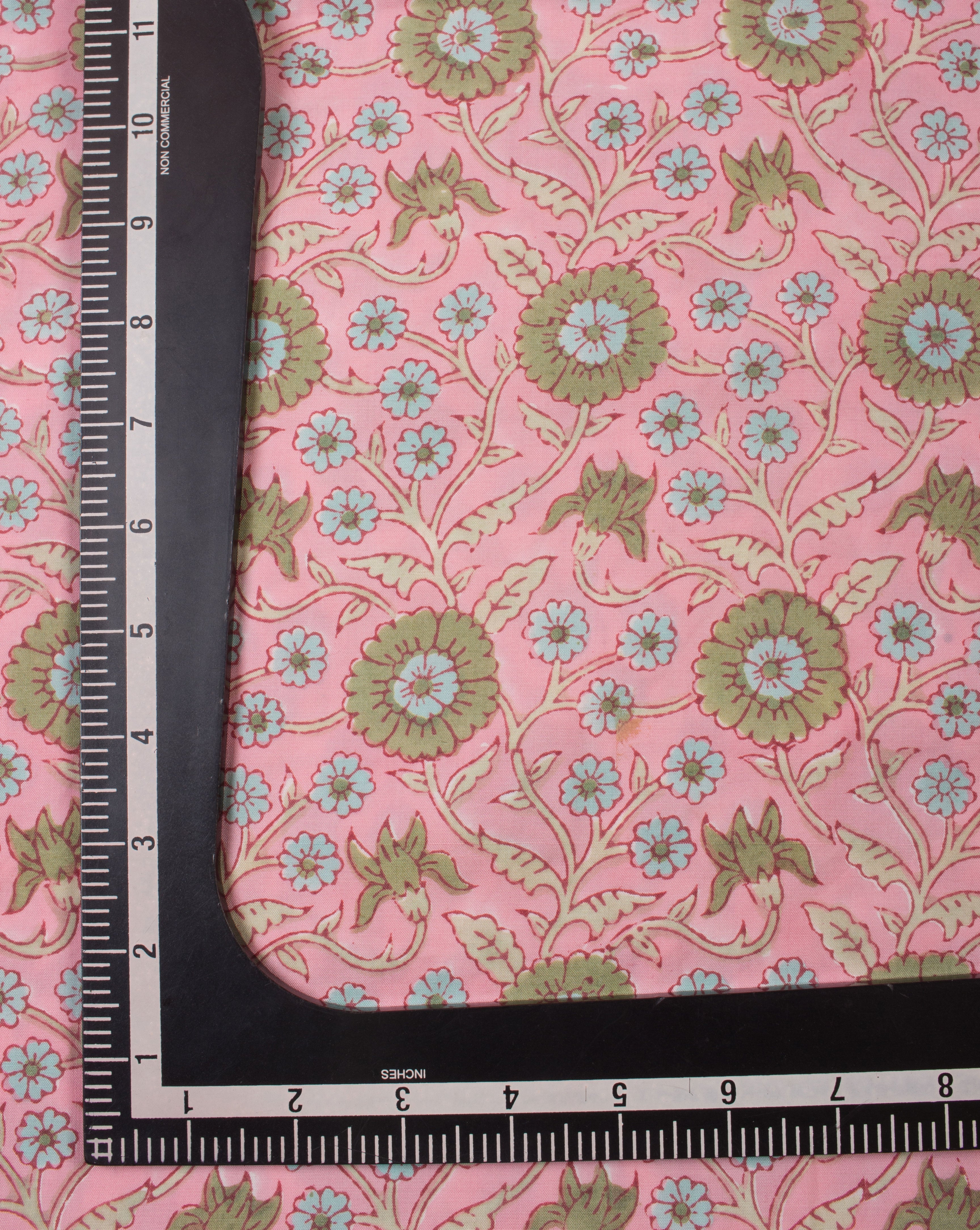 Floral Pattern Rapid Print Hand Block Lizzy Bizzy Cotton Fabric - Fabriclore.com