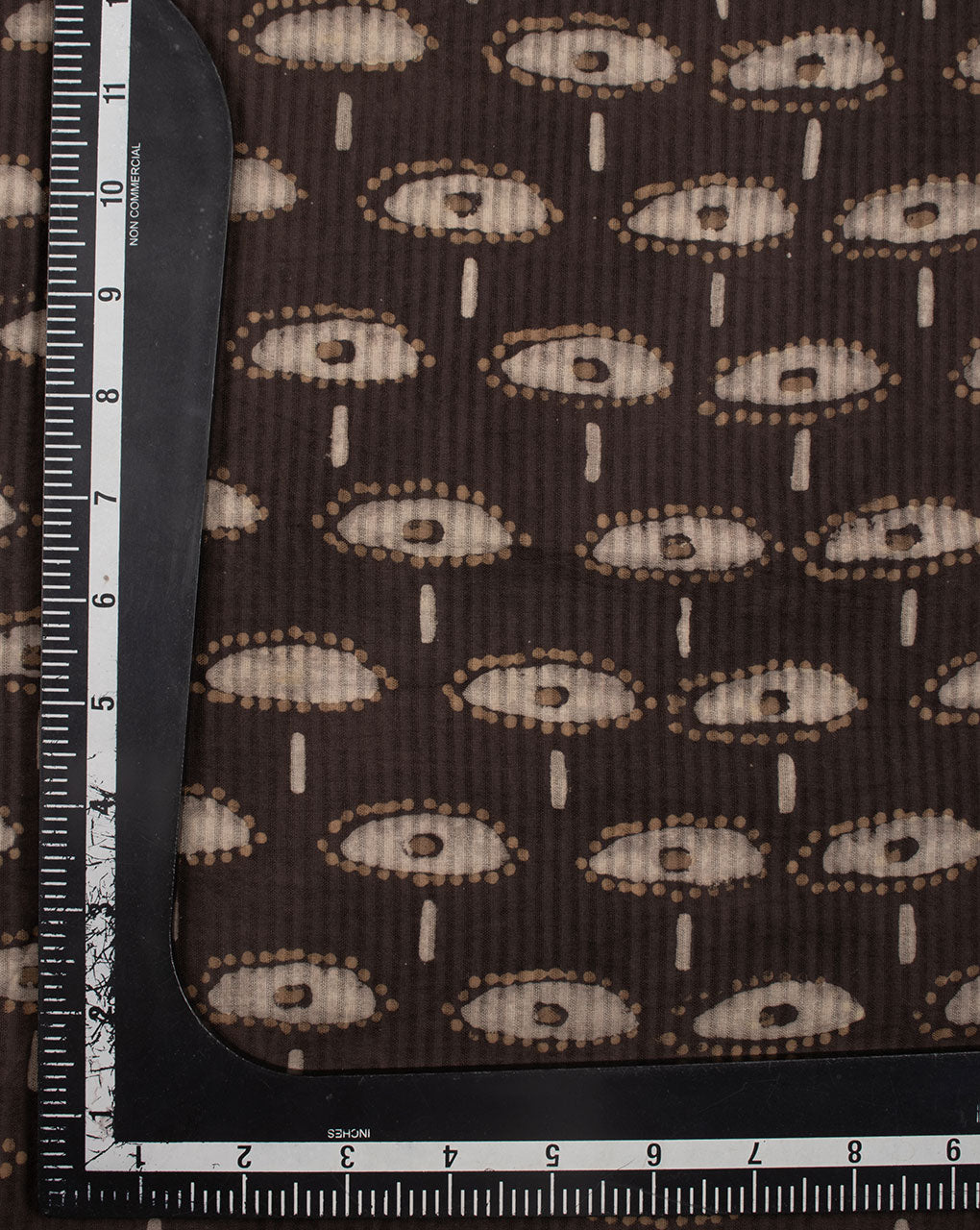 Brown Floral Pattern Missing Dent Hand Block Cotton Fabric - Fabriclore.com