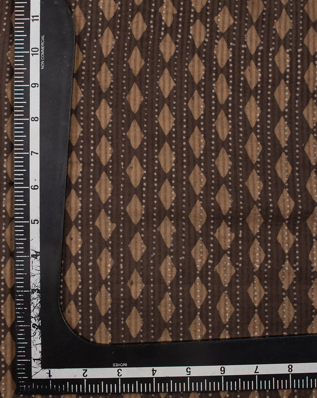 Brown Geometric Pattern Missing Dent Hand Block Cotton Fabric - Fabriclore.com