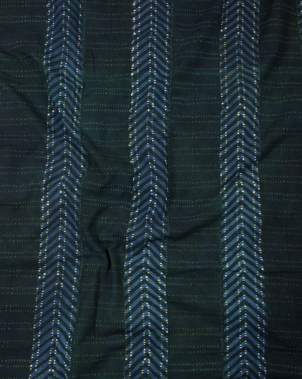Green Blue Stripes Pattern Hand Block Cotton Fabric - Fabriclore.com