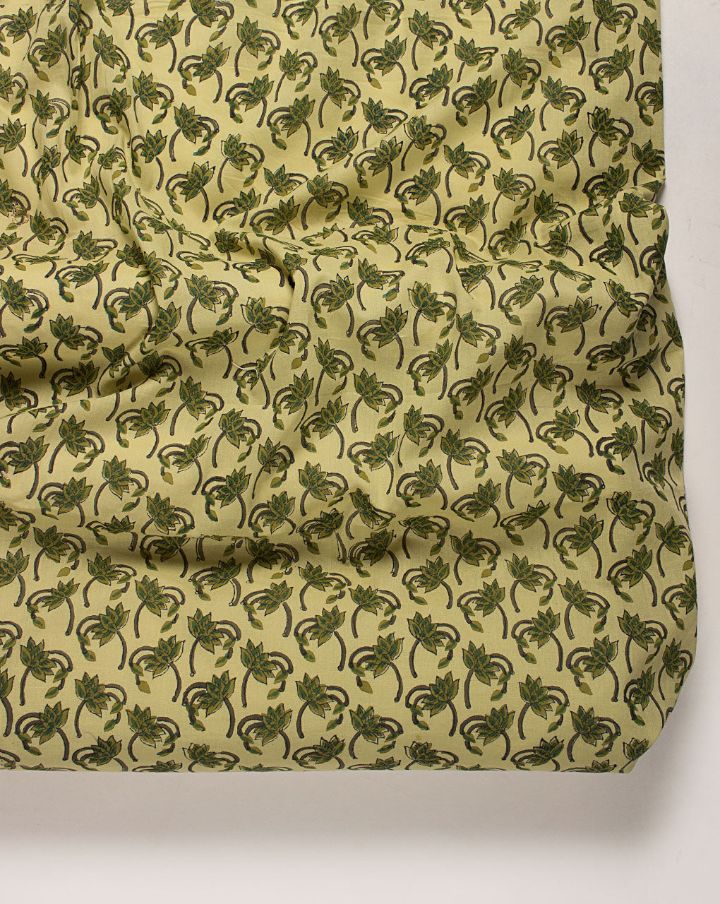 Green Teal Floral Pattern Hand Block Cotton Fabric - Fabriclore.com