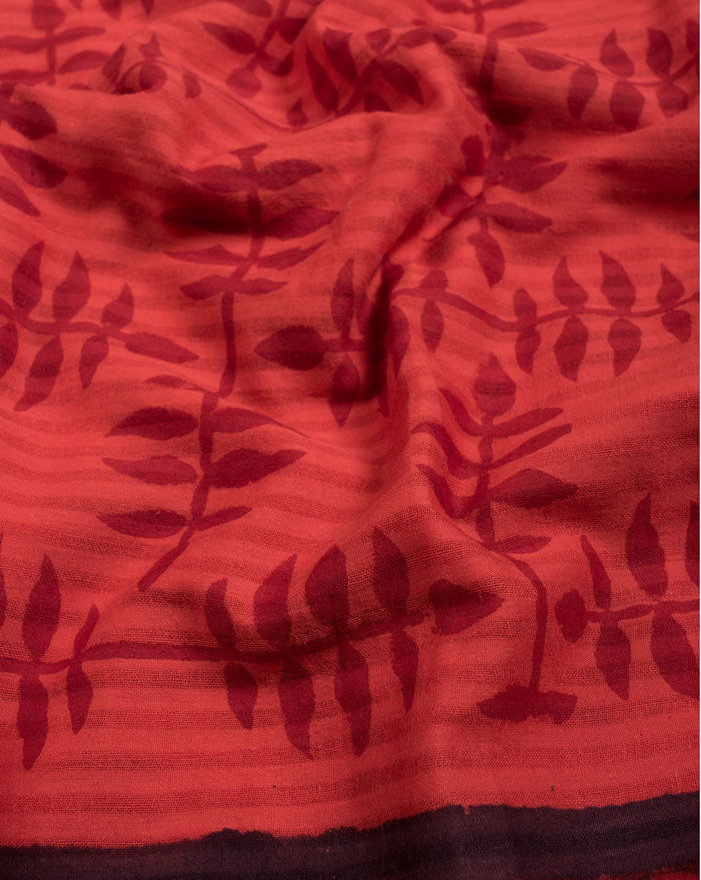 Red Maroon Floral Pattern Hand Block Cotton Fabric - Fabriclore.com