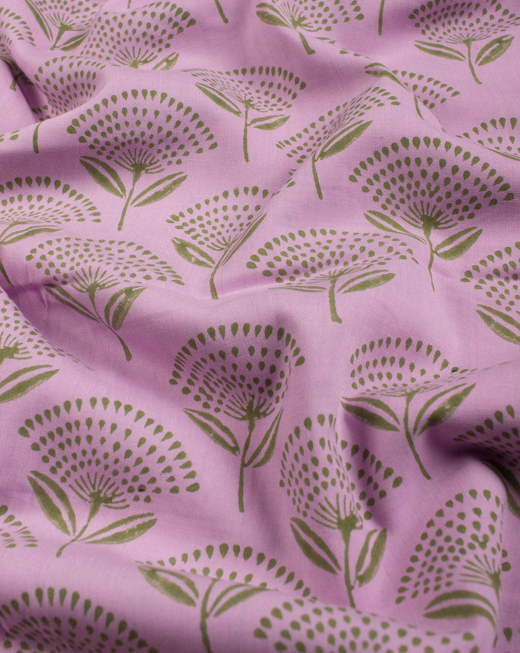 Purple Green Booti Pattern Hand Block Lizzy Bizzy Cotton Fabric - Fabriclore.com