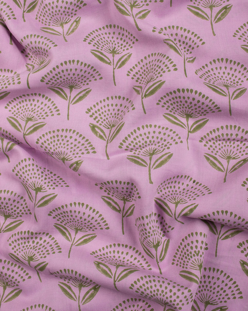 Purple Green Booti Pattern Hand Block Lizzy Bizzy Cotton Fabric - Fabriclore.com